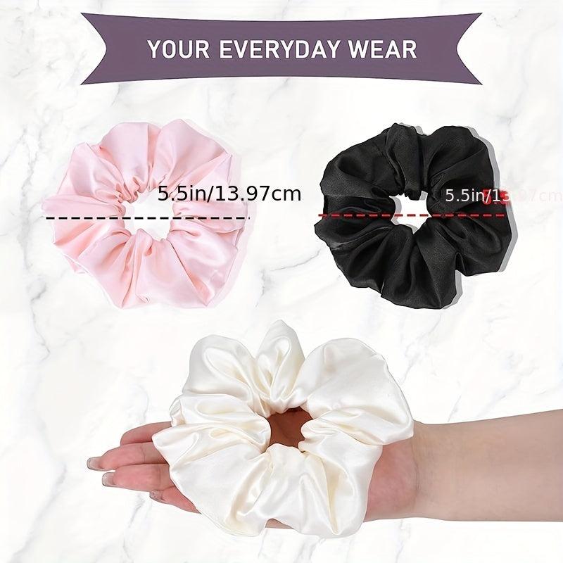 3 Pcs Large Satin Scrunchies Soft Stylish Hair Tie Hair Accessories