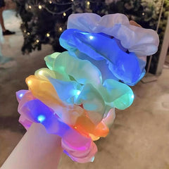 6pcs LED Lightening Up Scrunchies Hair Tie Bracelet Luminous Hair Rope