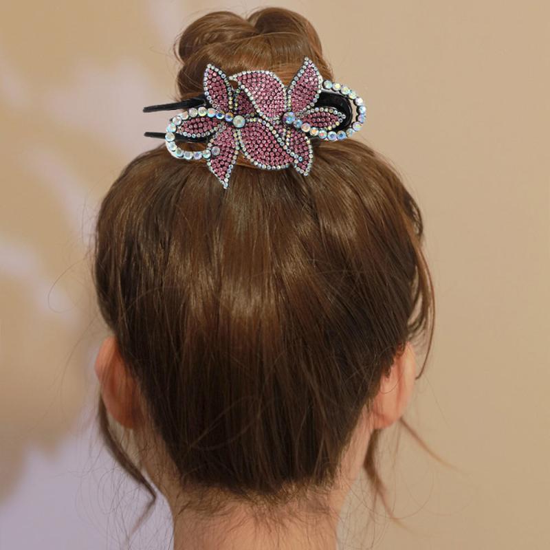 Rhinestone Flower Hair Claw Clip Non Slip Strong Hold Grip Hair Jaw Clip