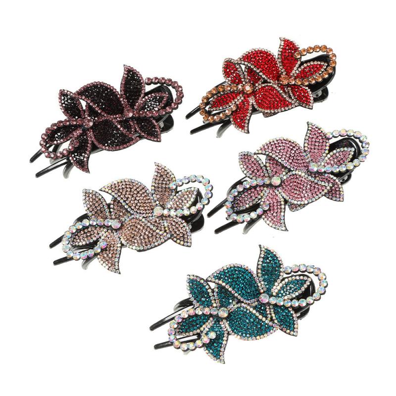 Rhinestone Flower Hair Claw Clip Non Slip Strong Hold Grip Hair Jaw Clip