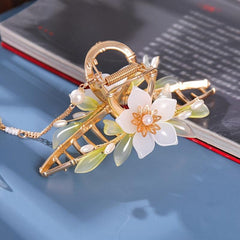 Vintage Flower & Tassel Charm Hair Claw Banana Clip