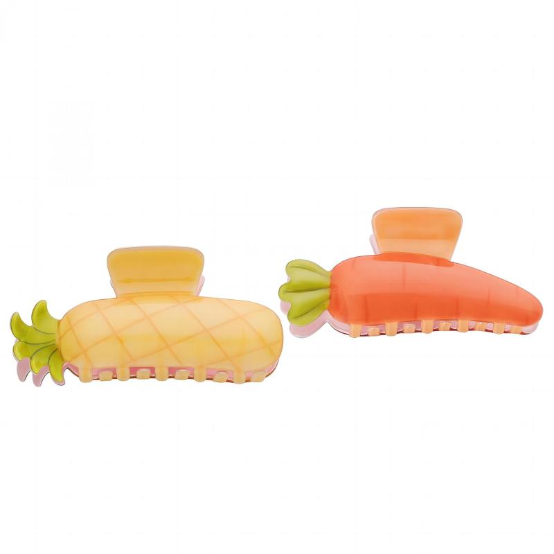 2pcs Fruit Series Hair Clip Acrylic Hair Clip PVC Watermelon Strawberry Shape