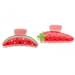 2pcs Fruit Series Hair Clip Acrylic Hair Clip PVC Watermelon Strawberry Shape