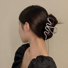 Wavy Hair Claw Clip Rhinestone Tassel Glitter Hair Claw Clip