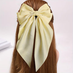 Satin Bow Barrette With Tails Hair Clip for Women Girls