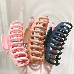 4pcs Solid Hair Claw Grip & 10pcs Elastic Hair Tie Hair Styling Accessory
