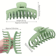 4pcs Solid Hair Claw Grip & 10pcs Elastic Hair Tie Hair Styling Accessory