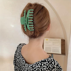 4pcs Solid Hair Claw Grip & 10pcs Elastic Hair Tie Hair Styling Accessory
