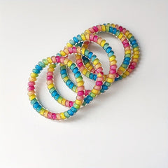 5pcs Spiral Hair Tie Rainbow Hair Rope Bracelet Tie