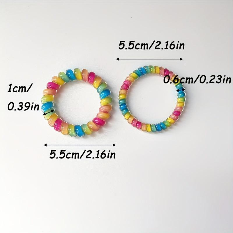 5pcs Spiral Hair Tie Rainbow Hair Rope Bracelet Tie