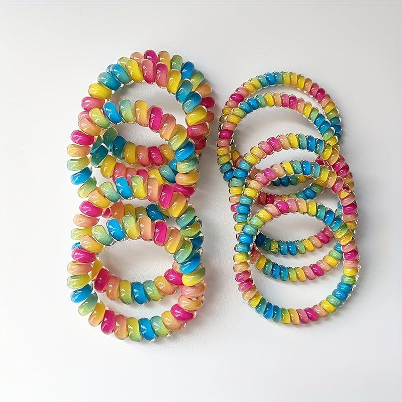 5pcs Spiral Hair Tie Rainbow Hair Rope Bracelet Tie