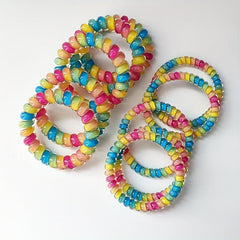 5pcs Spiral Hair Tie Rainbow Hair Rope Bracelet Tie