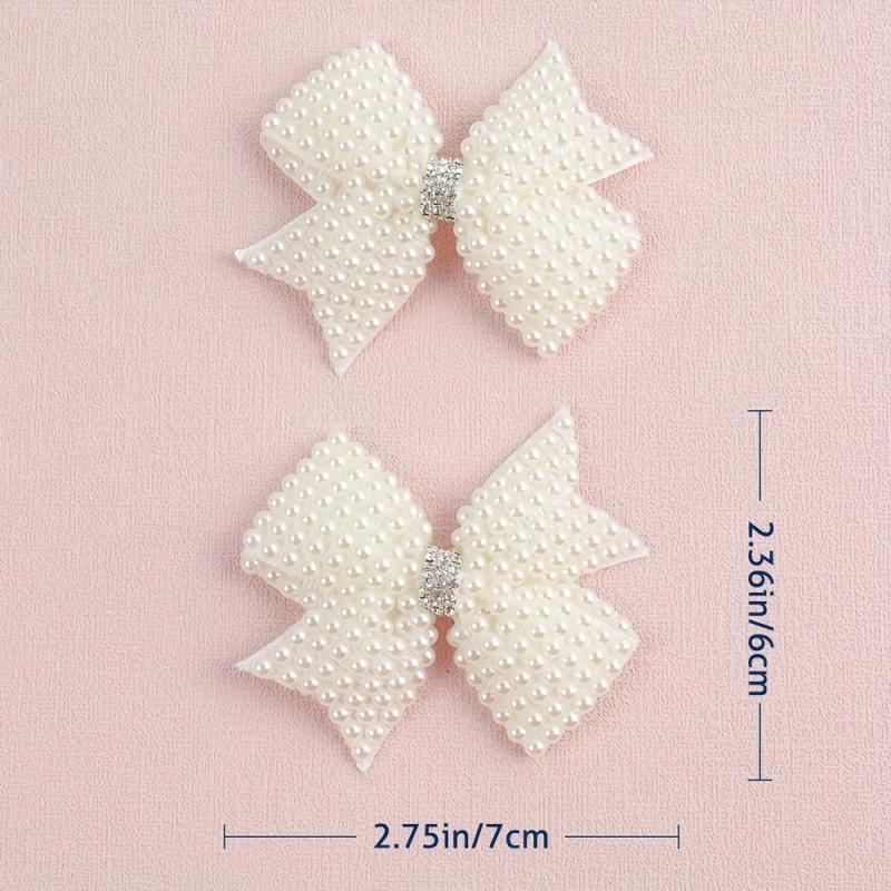 2pcs Faux Pearl Bow Hair Clips for Hair Bangs Braids Girls Baby Accessories