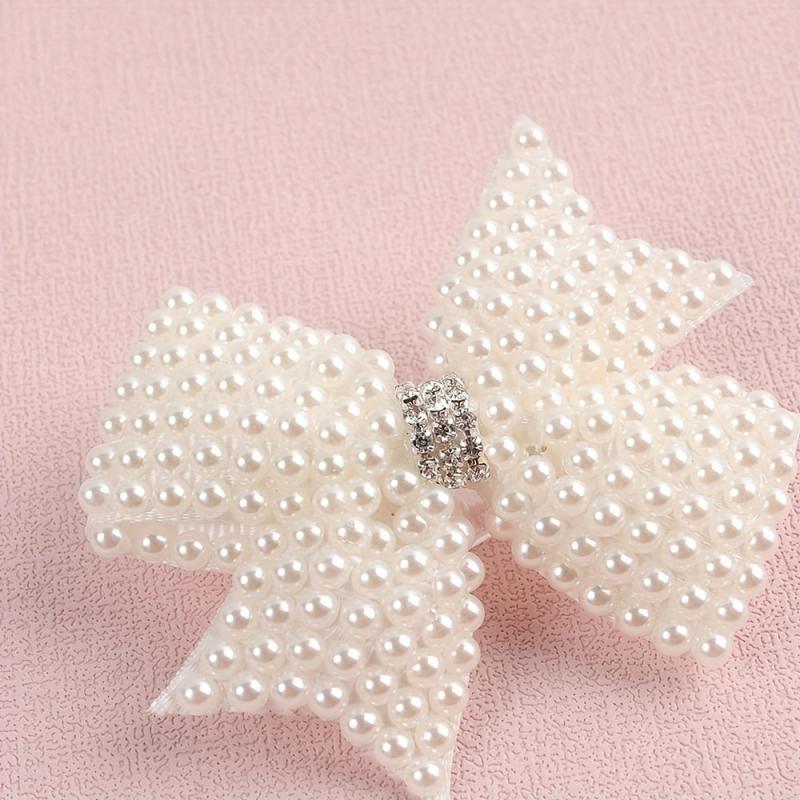 2pcs Faux Pearl Bow Hair Clips for Hair Bangs Braids Girls Baby Accessories