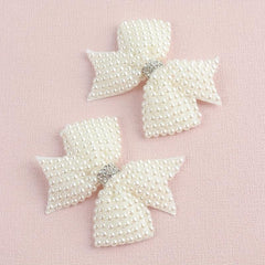 2pcs Faux Pearl Bow Hair Clips for Hair Bangs Braids Girls Baby Accessories