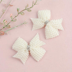 2pcs Faux Pearl Bow Hair Clips for Hair Bangs Braids Girls Baby Accessories