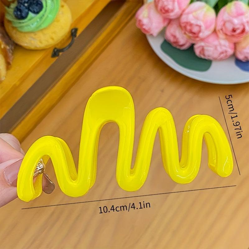 Candy Hair Claw Wavy Hair Claw Style Solid Shark Claw