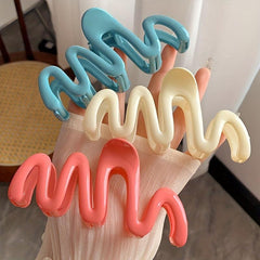 Candy Hair Claw Wavy Hair Claw Style Solid Shark Claw