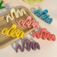 Candy Hair Claw Wavy Hair Claw Style Solid Shark Claw