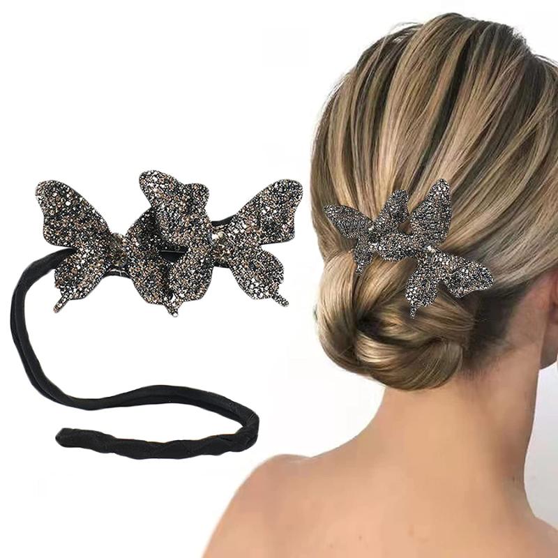 Rhinestone Butterfly Hair Bun Maker Hair Accessory