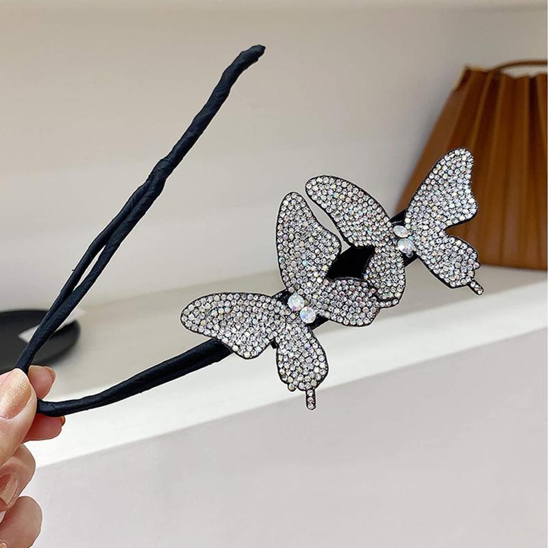 Rhinestone Butterfly Hair Bun Maker Hair Accessory