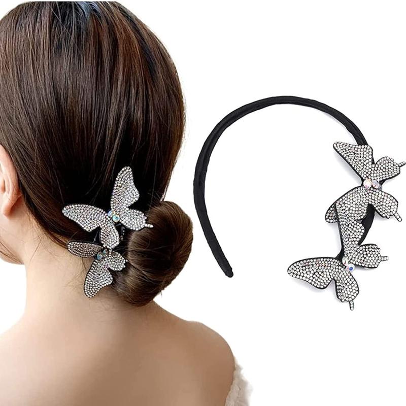 Rhinestone Butterfly Hair Bun Maker Hair Accessory