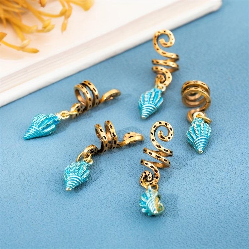 10pcs Conch Shape Hair Beads Oceans Series Hair Rings
