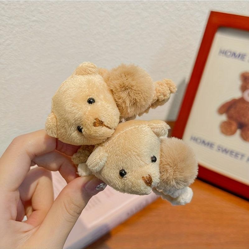 Plush Bear Hair Claw Clip Big Bow Grab Clip Flower Back Head Clip