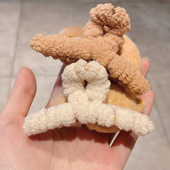 Plush Bear Hair Claw Clip Big Bow Grab Clip Flower Back Head Clip