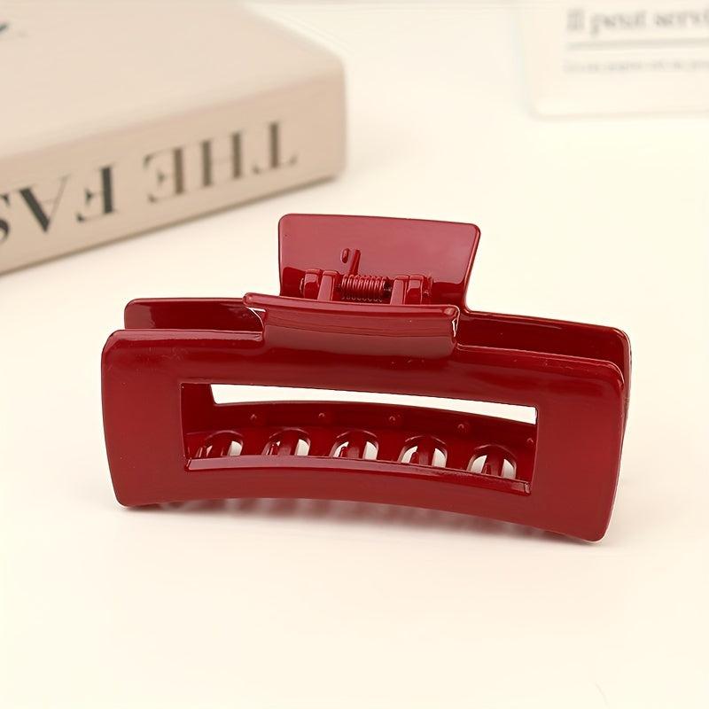 Vintage Square Hair Claw Minimalist Solid Banana Clip Headwear