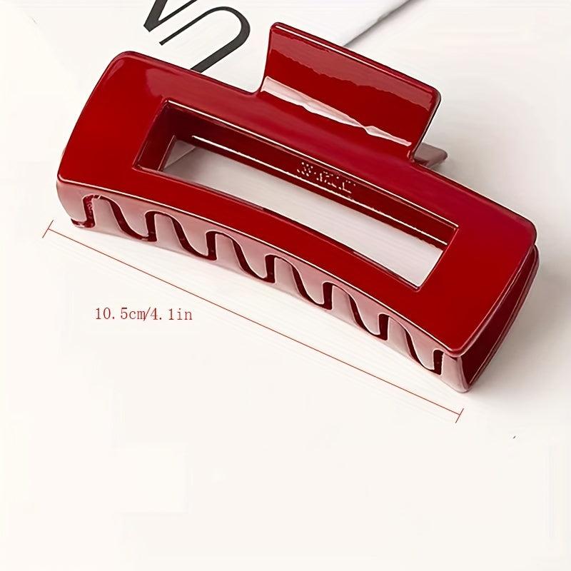 Vintage Square Hair Claw Minimalist Solid Banana Clip Headwear