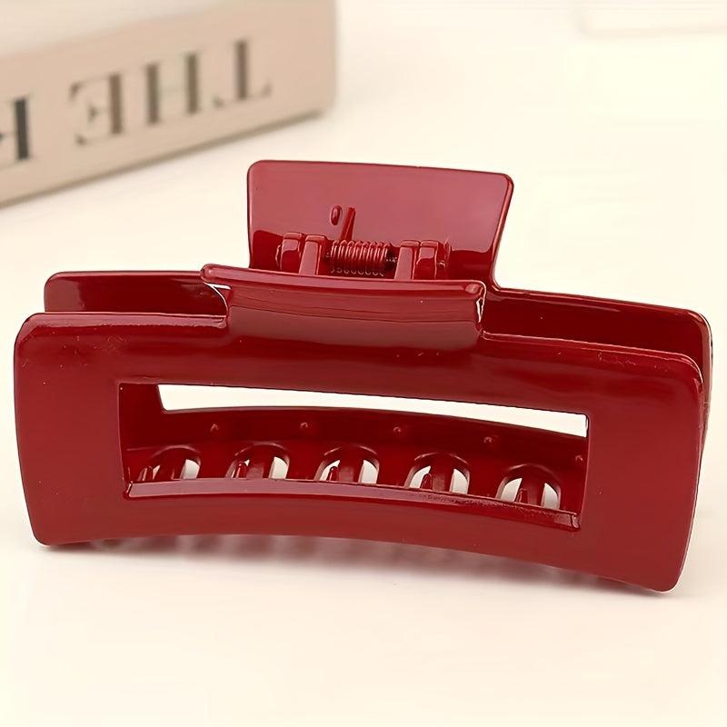 Vintage Square Hair Claw Minimalist Solid Banana Clip Headwear