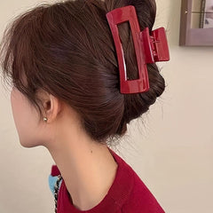 Vintage Square Hair Claw Minimalist Solid Banana Clip Headwear