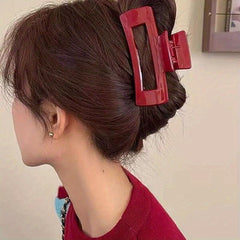 Vintage Square Hair Claw Minimalist Solid Banana Clip Headwear