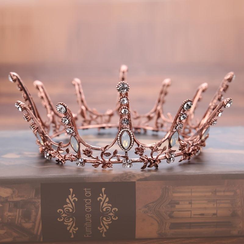Vintage Golden Queen Princess Tiaras Crowns Crystal Rhinestone Diadems