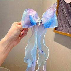 Colorful Butterfly Hairpin Fairy Gradient Bow Knot Mesh Hair Clip