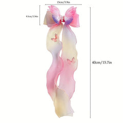 Colorful Butterfly Hairpin Fairy Gradient Bow Knot Mesh Hair Clip
