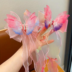 Colorful Butterfly Hairpin Fairy Gradient Bow Knot Mesh Hair Clip