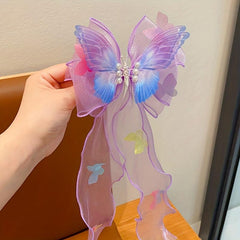 Colorful Butterfly Hairpin Fairy Gradient Bow Knot Mesh Hair Clip