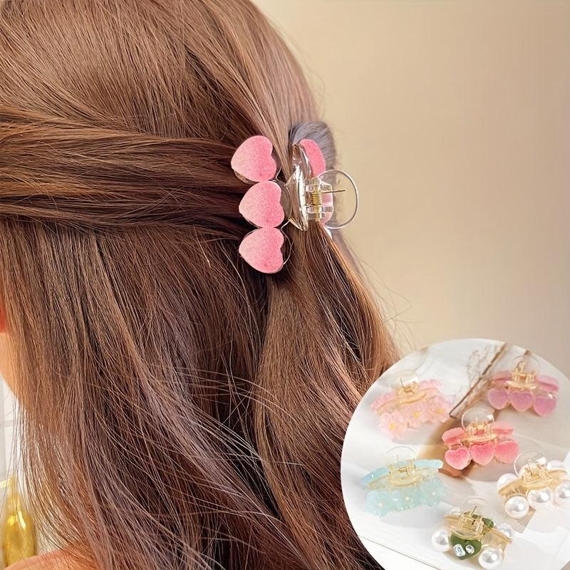 Heart Shaped Hair Claw Flower Hair Clip Women Girls Hair Accessories