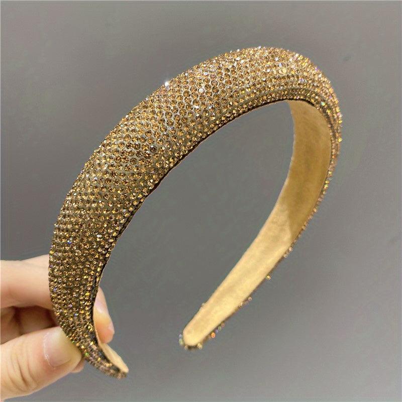 Rhinestone Wide Head Hoop Padded Headband for Women Girls