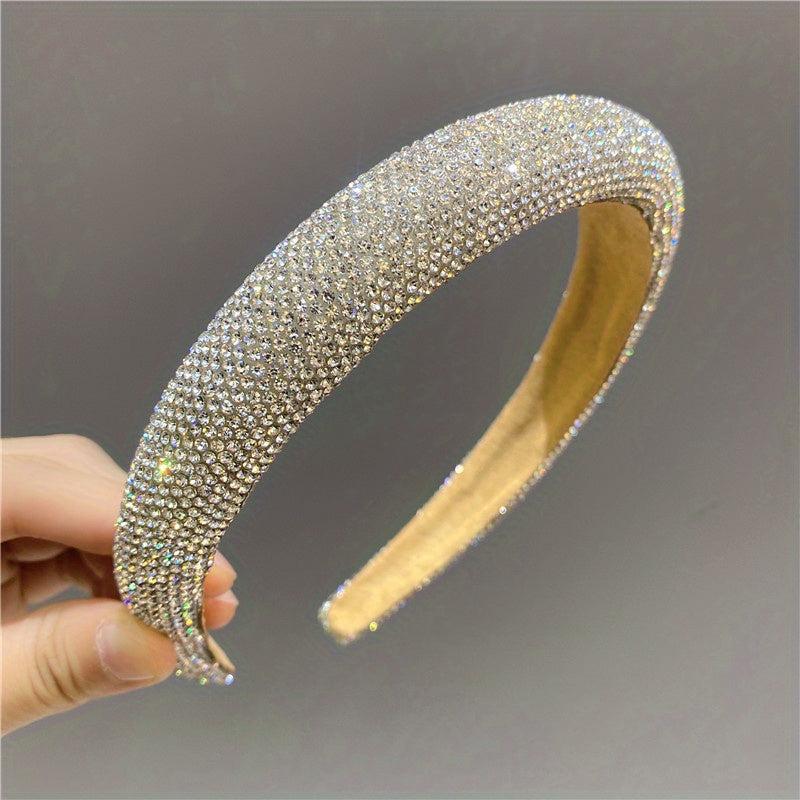 Rhinestone Wide Head Hoop Padded Headband for Women Girls