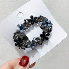 Vintage Rhinestone Flower Hollow Barrette Hair Clip for Women