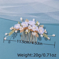Faux Pearl Flower Bridal Hair Comb Floral Insert Comb Daily Hair Comb