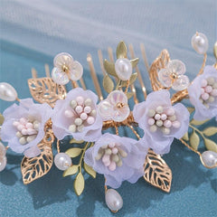 Faux Pearl Flower Bridal Hair Comb Floral Insert Comb Daily Hair Comb