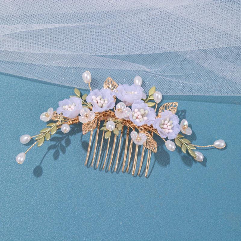 Faux Pearl Flower Bridal Hair Comb Floral Insert Comb Daily Hair Comb