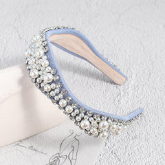 Pearls Beaded Rhinestone Hairband Headpiece for Women Girls