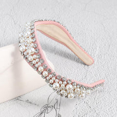 Pearls Beaded Rhinestone Hairband Headpiece for Women Girls