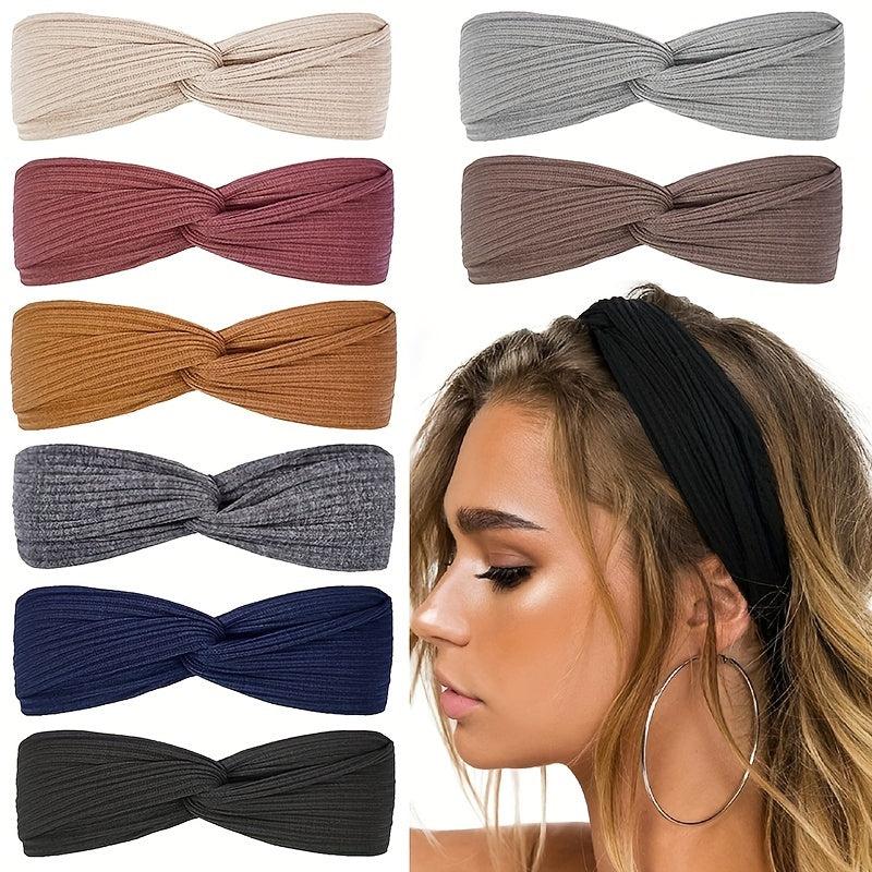 Solid Twist Knotted Boho Headband Stretchy Hair Bands For Girls Women