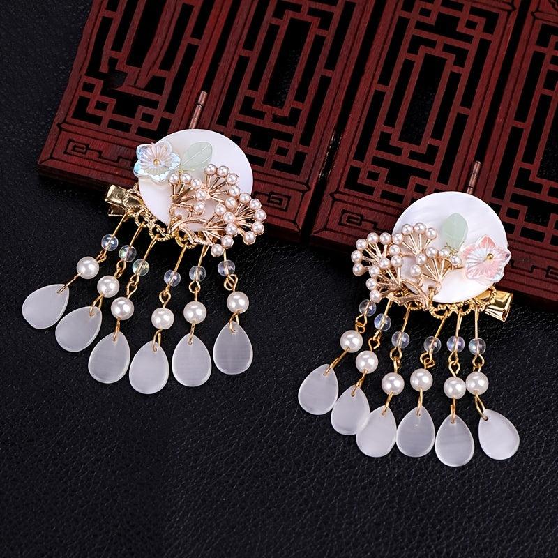 Vintage Metal U-shaped Hairpin with Tassel for Women